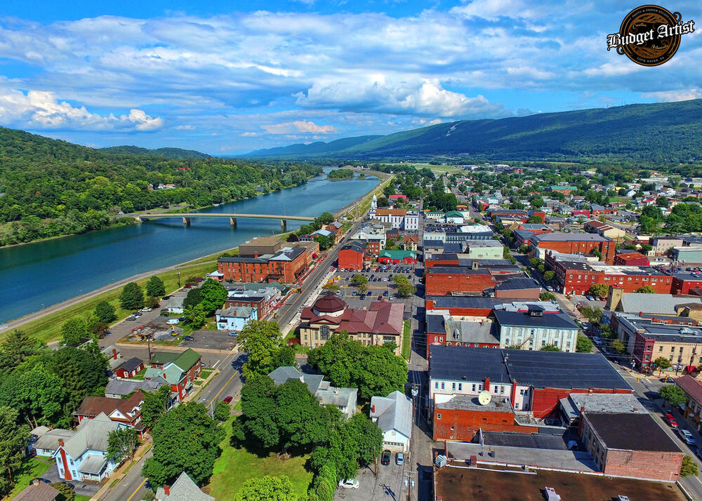 Aerial Shot of Lock Haven, PA_Downtown Lock Haven
