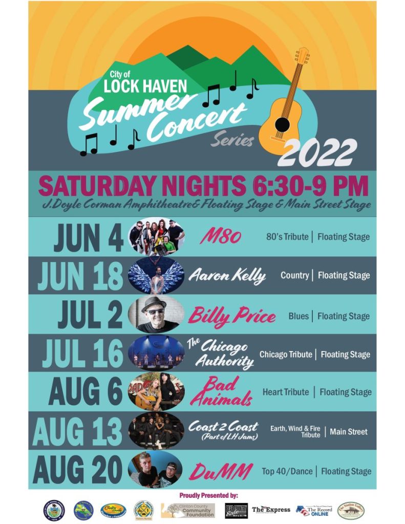 Free Summer Concert Series at the J Doyle Corman Ampitheater 2022_Downtown Lock Haven_Lock Haven, PA_Clinton County, Pennsylvania